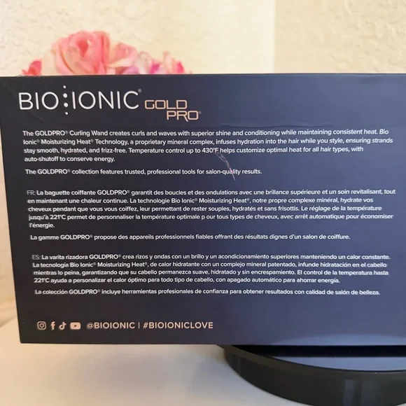 Bio Ionic Gold Pro 1" Curling Wand - Rose Gold Barrel Curling Iron Hair Health - Picture 14 of 15